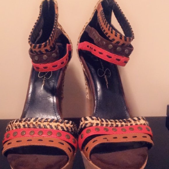 Jessica Simpson sexy jungle cork heeled sandal - Picture 5 of 7